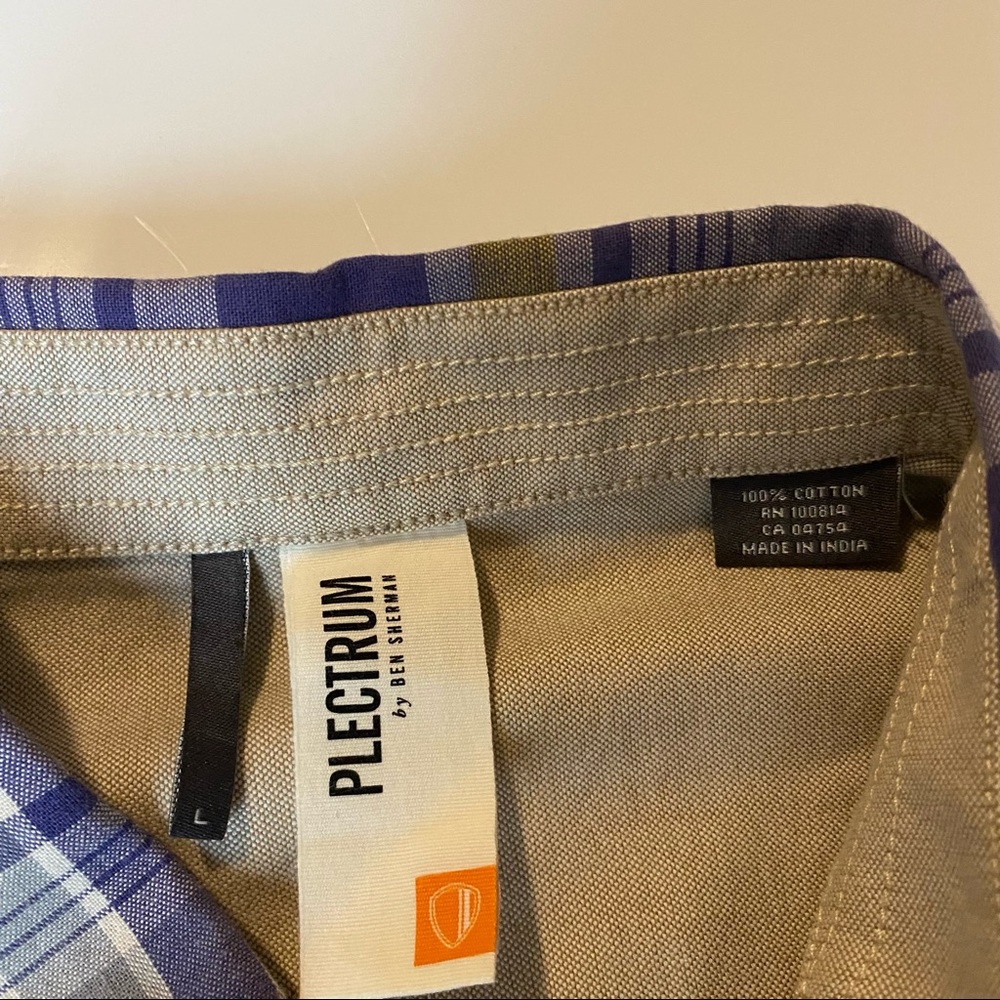 New Plectrum by Ben Sherman Men Large Blue Stripe Button Front Longsleeve Shirt - Picture 2 of 9